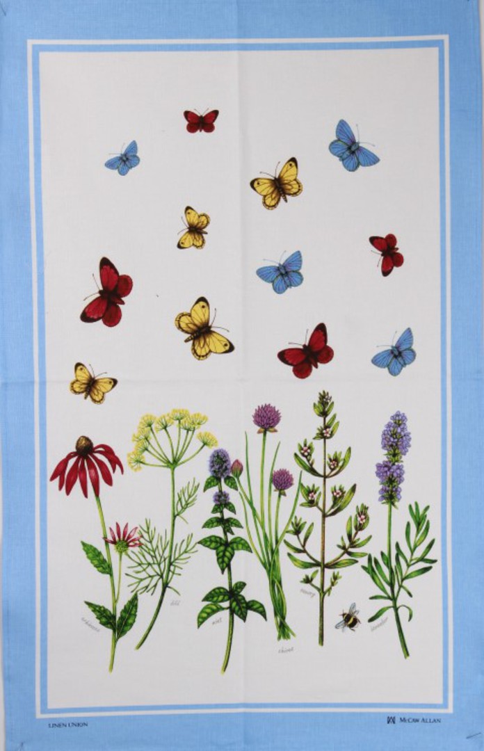 Samuel Lamont "Herbs and butterflies "  tea towel. Code: TT-928. (NEXT DELIVERY MARCH 2021) image 0